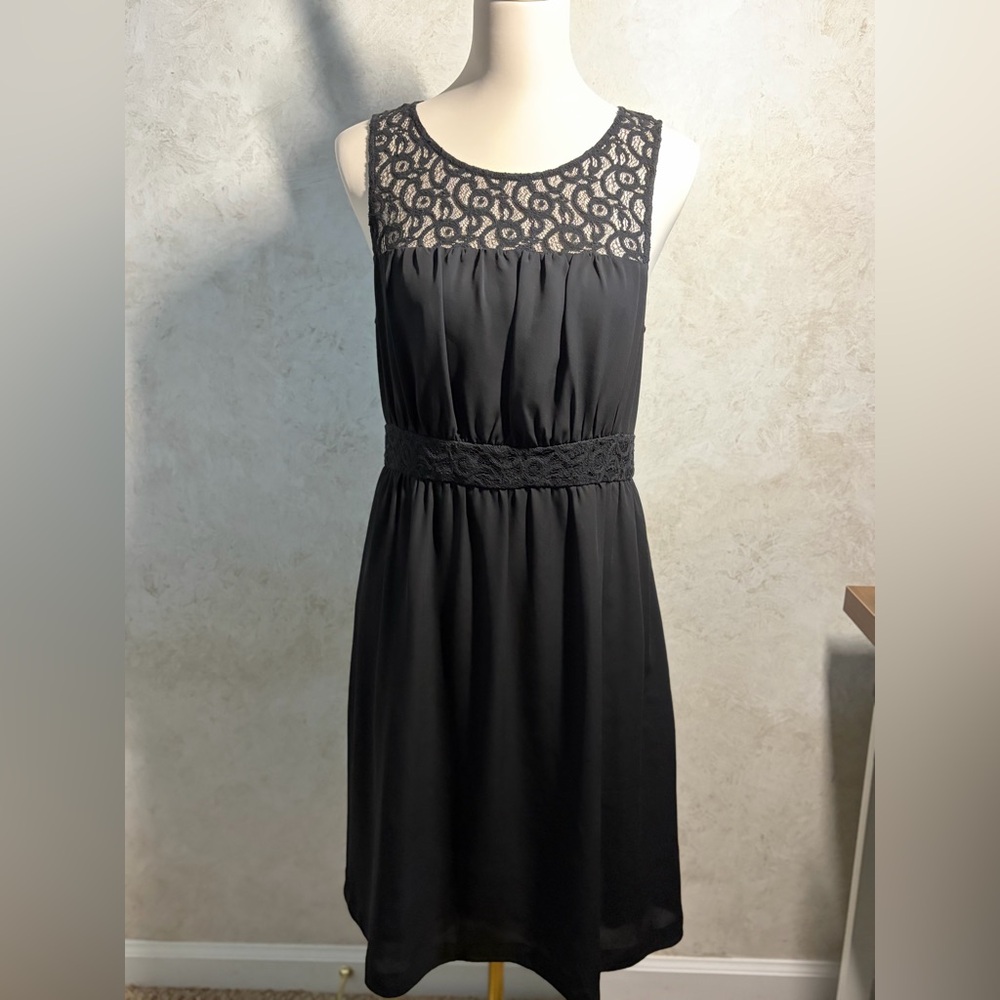 RARE! HD in Paris by ANTHROPOLOGIE | Lace-Yoke Dress Black MEDIUM